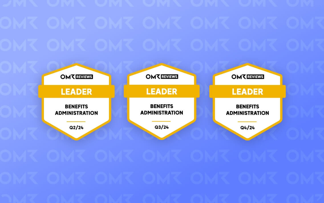 3 OMR Reviews Leader-Badges für Benefit Administration Q2-Q4 im Jahr 2024