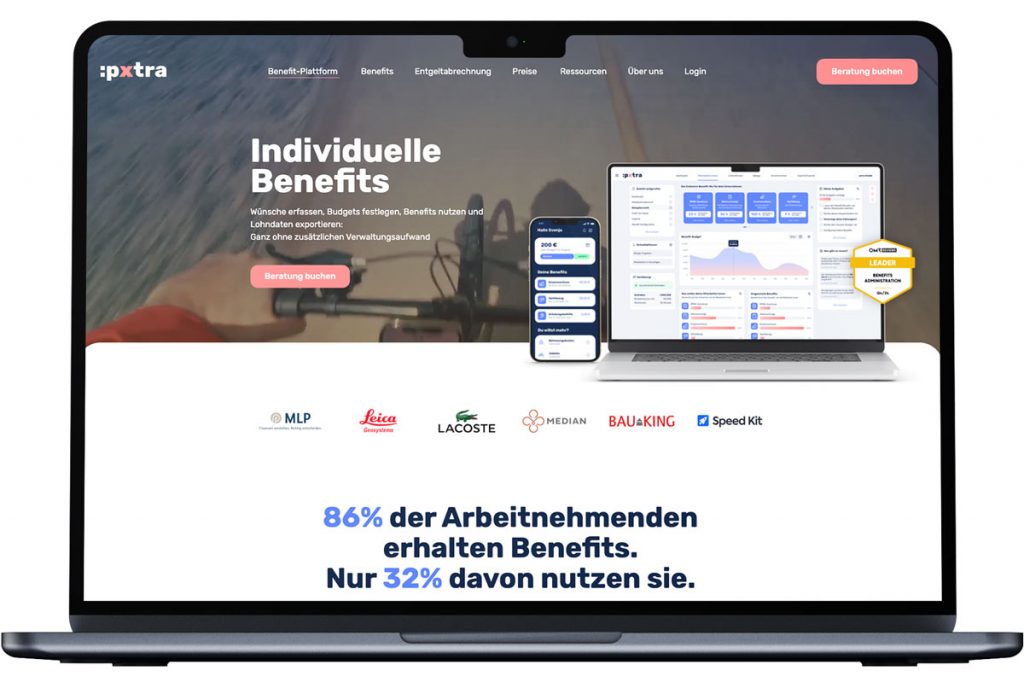Mockup unserer neuen Website mit der Startseiten-Ansicht